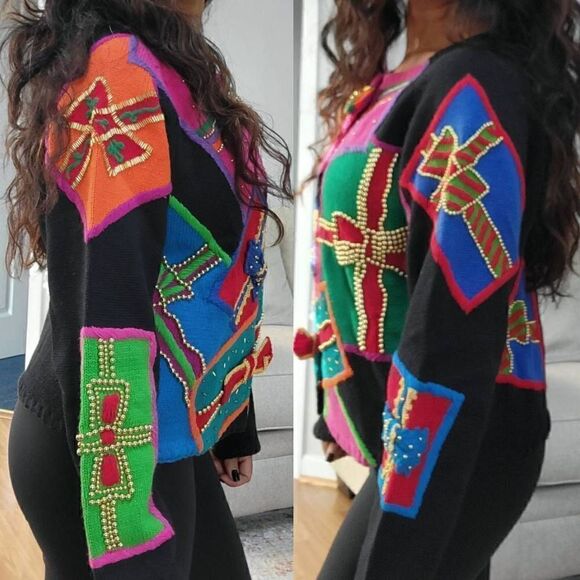 Vintage Michael Simon Holiday Gifts BowUgly Holiday Collectible Sweater M - Picture 2 of 12